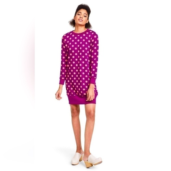 VICTOR Glemaud Target POLKA DOT LONG SLEEVE MINI SWEATER DRESS PINK Sz XS NWT - Picture 1 of 11